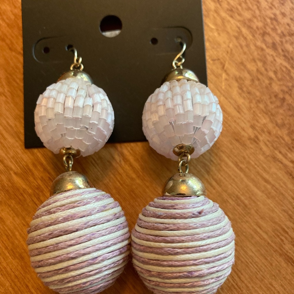BaubleBar pale pink drop ball earrings. - Picture 2 of 5
